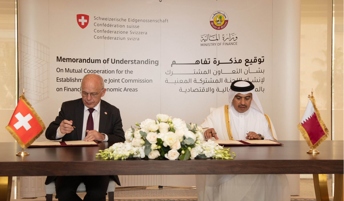 Qatar, Swiss Federal Council Sign MoU for Financial, Economic Cooperation